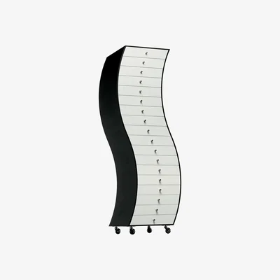 Made in Design Side 1 Furniture unit with drawer - / Shiro Kuramata, 1970 - L 63 x H 170 cm by Cappellini White/Black