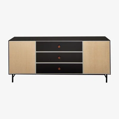 Made in Design Essence Dresser - / L 180 x H 75 cm - Wood & rattan by Maison Sarah Lavoine Black