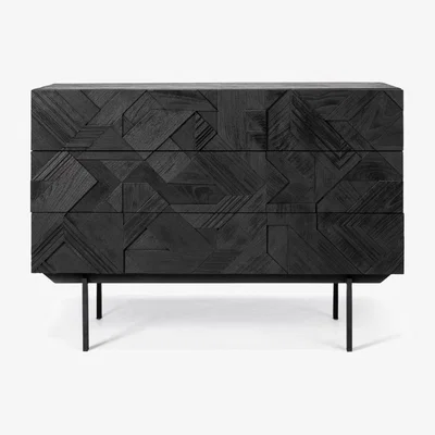 Nordic Nest Ethnicraft Graphic dresser 87x100 cm Black teak