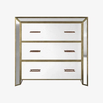 OKA OKA, Versailles Chest of Drawers - Antiqued Mirror, Chest of Drawers, Glass/MDF Wood