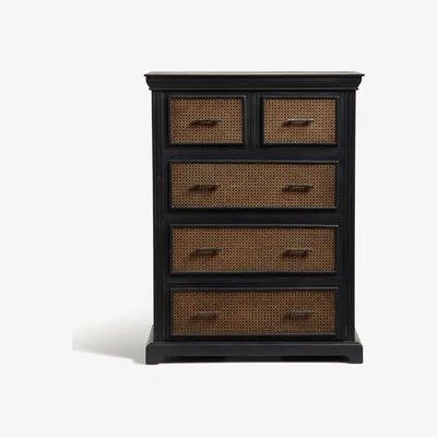 OKA OKA, Large Bayuban Chest of Drawers - Ebony, Chest of Drawers, Rattan/Wood