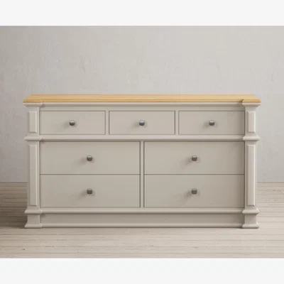 Oak&More Lawson Oak and Soft White Painted Wide Chest Of Drawers