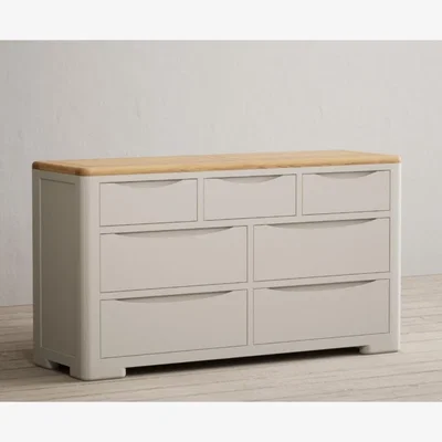 Oak&More Alba Oak and Soft White Painted Wide Chest Of Drawers