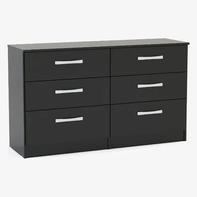 Oak&More Adalee Black 6 Drawer Chest