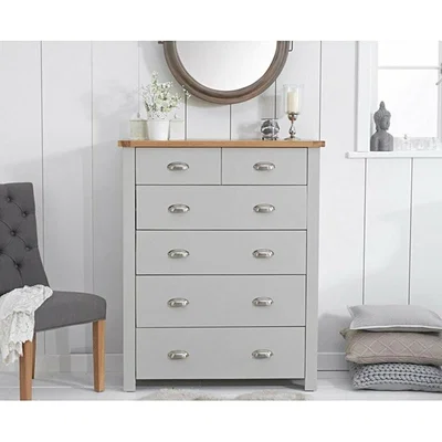 Oak&More Ex-display Somerset Oak and Grey 2 Over 4 Drawer Chest