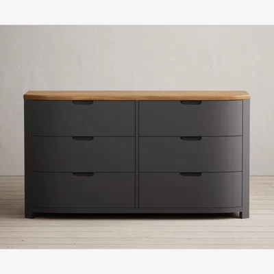 Oak&More Bradwell Oak and Charcoal Grey Painted Wide Chest of Drawers