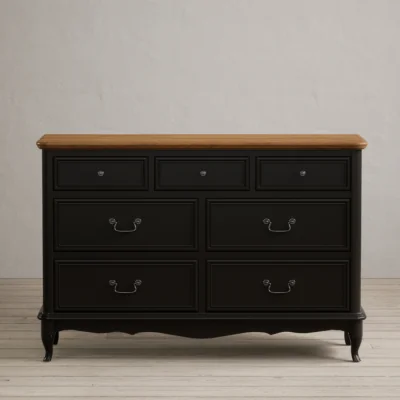 Oak&More Chateau Noir Oak and Black Painted Wide Chest of Drawers