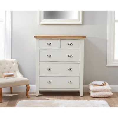 Oak&More Eden Oak and White Large 2 Over 3 Chest of Drawers
