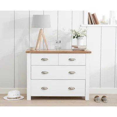 Oak&More Somerset Oak and White 2 Over 2 Drawer Chest