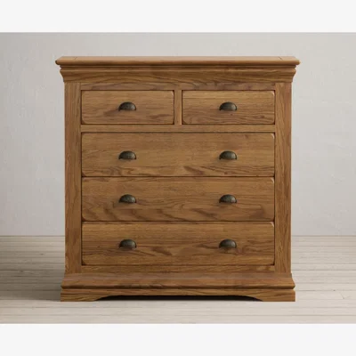 Oak&More Burford Rustic Solid Oak 2 Over 3 Chest of Drawers