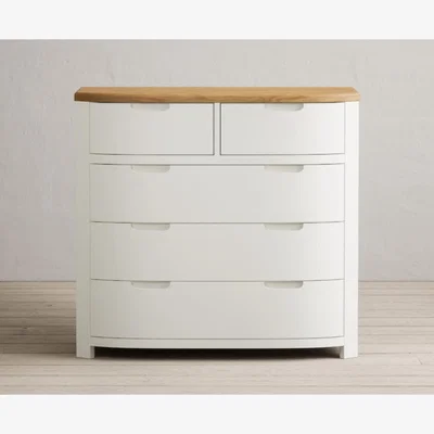 Oak&More Bradwell Oak and Chalk White Painted 2 Over 3 Chest of Drawers