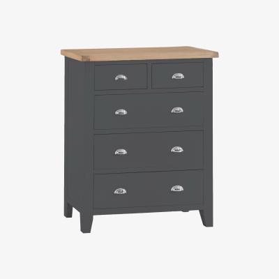 Oak&More Eden Oak and Grey Large 2 Over 3 Chest of Drawers