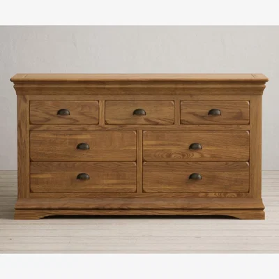 Oak&More Burford Rustic Solid Oak Wide Chest of Drawers
