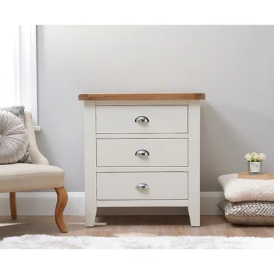 Oak&More Eden Oak and White 3 Drawer Chest