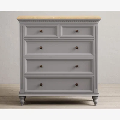 Oak&More Francis Oak and Light Grey Painted 2 Over 3 Chest of drawers
