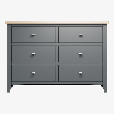 Oak&More Arlia Oak and Grey 6 Drawer Chest