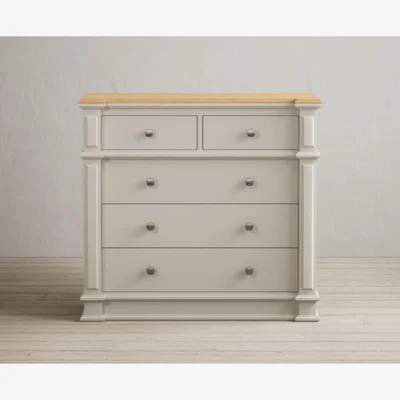 Oak&More Lawson Oak and Soft White Painted 2 Over 3 Chest of Drawers