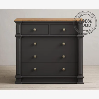 Oak&More Lawson Oak and Charcoal Grey Painted 2 Over 3 Chest of drawers