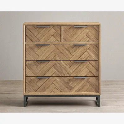 Oak&More Herringbone Solid Oak 2 Over 3 Chest of Drawers