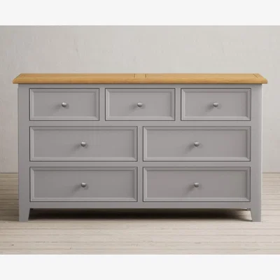 Oak&More Weymouth Oak and Light Grey Painted Wide Chest Of Drawers