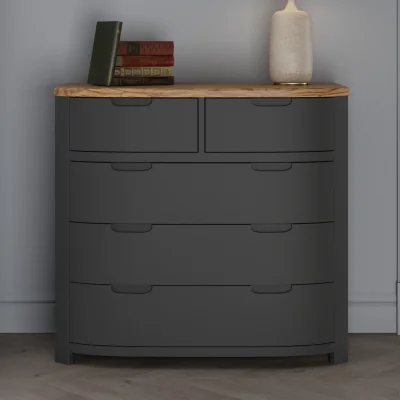 Oak&More Bradwell Oak and Charcoal Painted 2 Over 3 Chest of Drawers