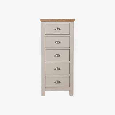 Oak&More Fay Oak and Grey 5 Drawer Narrow Chest