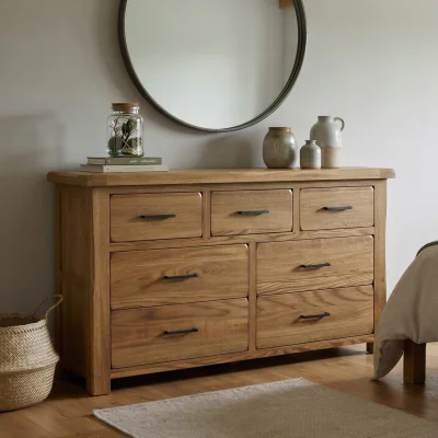 Oak&More Harrogate Rustic Solid Oak Wide Chest Of Drawers