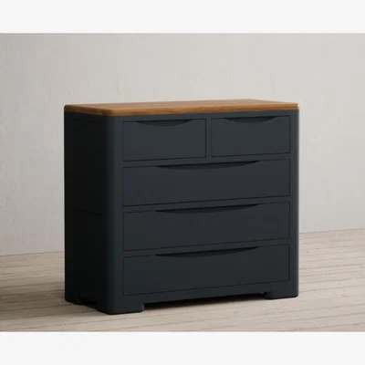 Oak&More Pembridge Oak and Dark Blue Painted 2 Over 3 Chest of Drawers