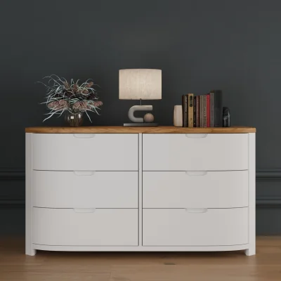Oak&More Bradwell Oak and Signal White Painted Wide Chest of Drawers