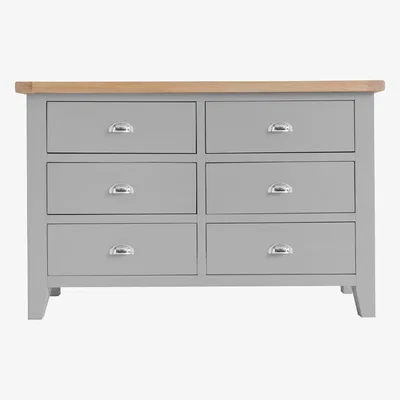 Oak&More Willow Oak and Grey 6 Drawer Chest of Drawers