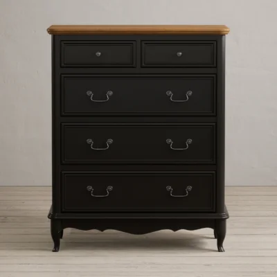 Oak&More Chateau Noir Oak and Black Painted 2 Over 3 Chest of Drawers