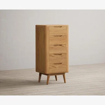 Oak&More Rosa Solid Oak 5 Drawer Tallboy Chest