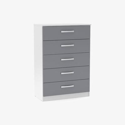 Oak&More Adalee White & Grey 5 Drawer Chest