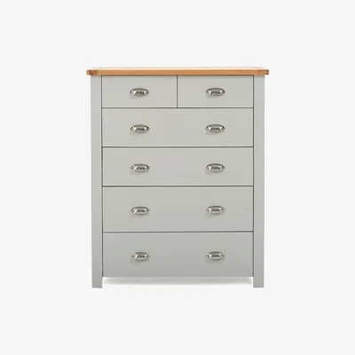 Oak&More Somerset Oak and Grey 2 Over 4 Drawer Chest