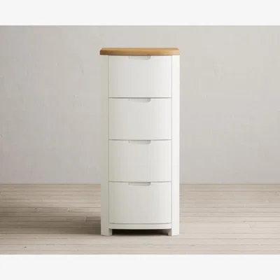Oak&More Bradwell Oak and Chalk White Painted 5 Drawer Tallboy