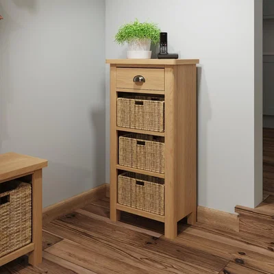 Oak&More Noah Oak 1 Drawer 3 Basket Unit