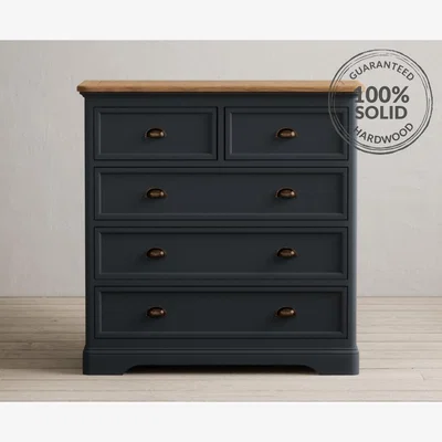 Oak&More Bridstow Oak and Blue Painted 2 Over 3 Chest of drawers