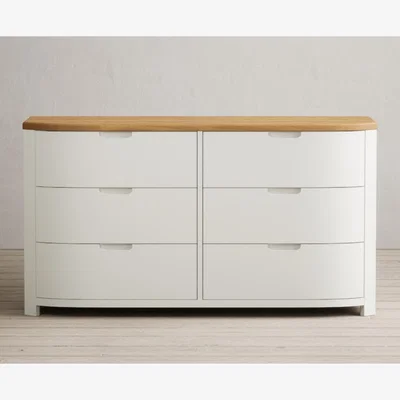 Oak&More Bradwell Oak and Chalk White Painted Wide Chest of Drawers