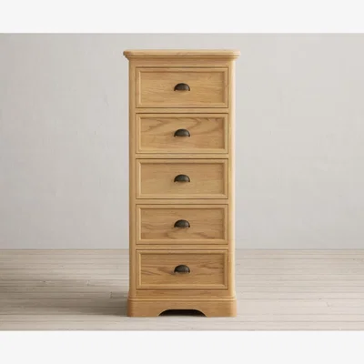 Oak&More Bridstow Solid Oak 5 Drawer Tallboy