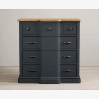 Oak&More Delphine Oak and Blue Painted 3 Over 3 Chest Of Drawers