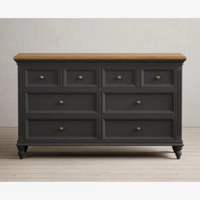 Oak&More Francis Oak and Charcoal Grey Painted Wide Chest Of Drawers