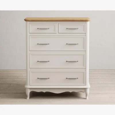 Oak&More Chateau Oak and Soft White Painted 2 Over 3 Chest of Drawers
