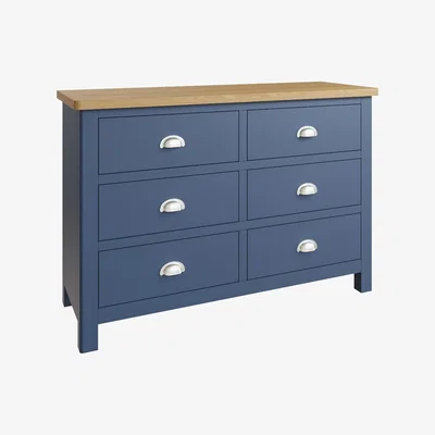 Oak&More Fay Oak and Blue 6 Drawer Chest