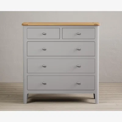 Oak&More Loxton Oak and Light Grey Painted 2 Over 3 Chest of Drawers