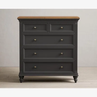 Oak&More Francis Oak and Charcoal Grey Painted 2 Over 3 Chest of Drawers