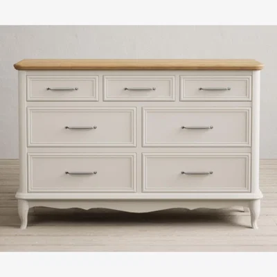 Oak&More Chateau Oak and Soft White Painted Wide Chest of Drawers
