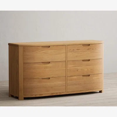 Oak&More Somerton Curved Solid Oak Wide Chest of Drawers