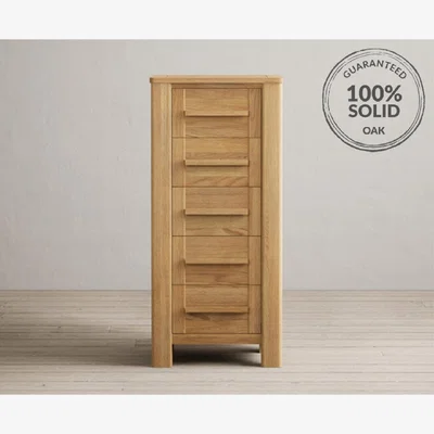 Oak&More Eclipse Solid Oak 5 Drawer Tallboy
