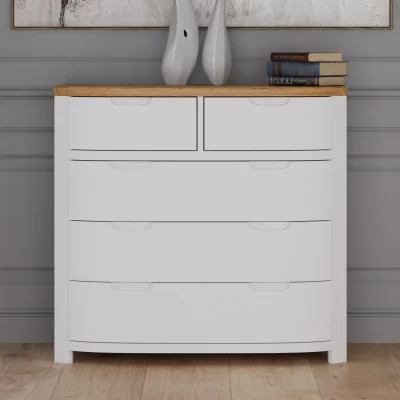 Oak&More Bradwell Oak and Signal White Painted 2 Over 3 Chest of Drawers