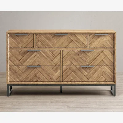 Oak&More Herringbone Solid Oak Wide Chest Of Drawers